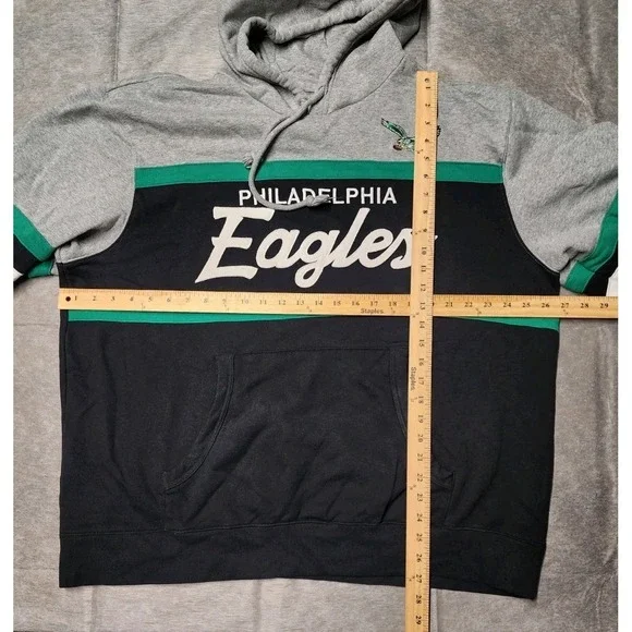 Philadelphia Eagles Mitchell & Ness Hoodie Mens 2XL Throwbacks Retro Logo NFL - Picture 3 of 9